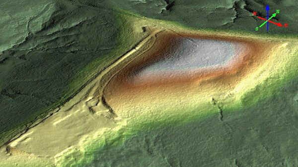 Aerial LiDAR View of Day's Knob and Redbud Earthwork (33GU218)