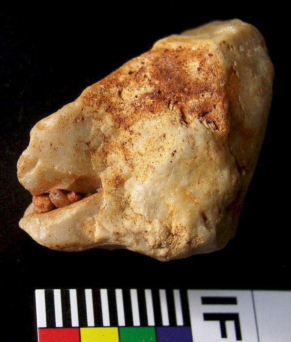 Flint Figure with Inserted Pebbles, Red Ochre Powder and Paste Groß Pampau, Northern Germany