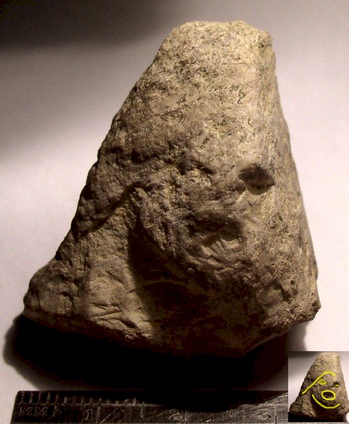 Human Face Figure in Limestone - Day's Knob Archaeological Site
