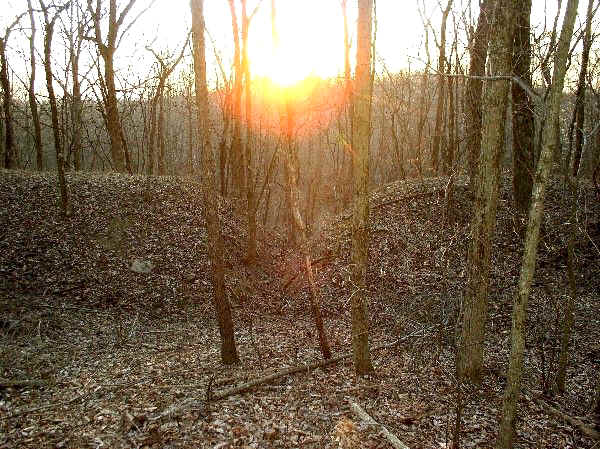 Vernal Equinox Sunset at Earthwork Gateway, Day's Knob Archaeological Site (33GU218)